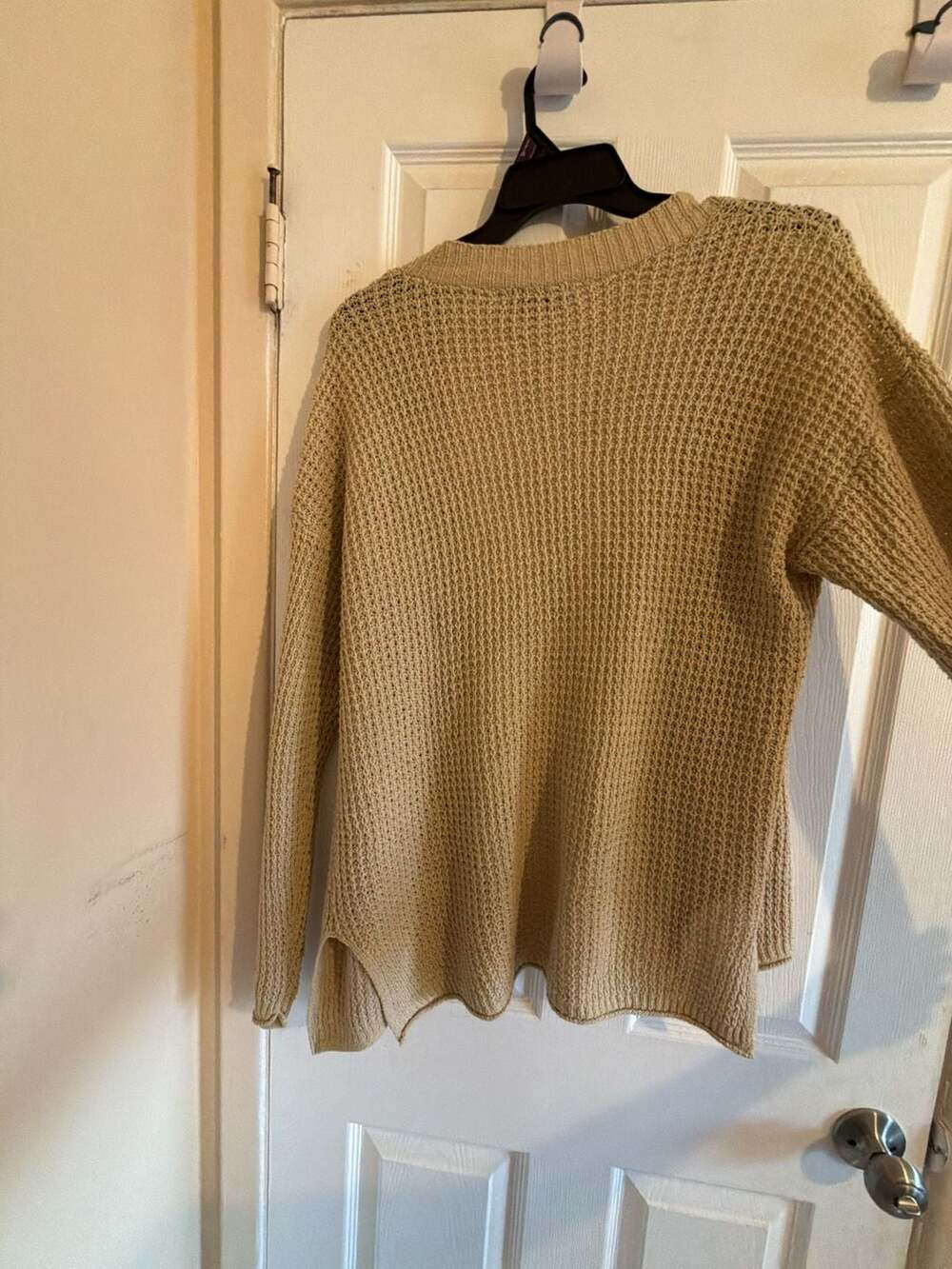 Casa Cabana Tan Waffle Knit Open Front Cardigan Sweater HOM1159-F - Picture 7 of 11